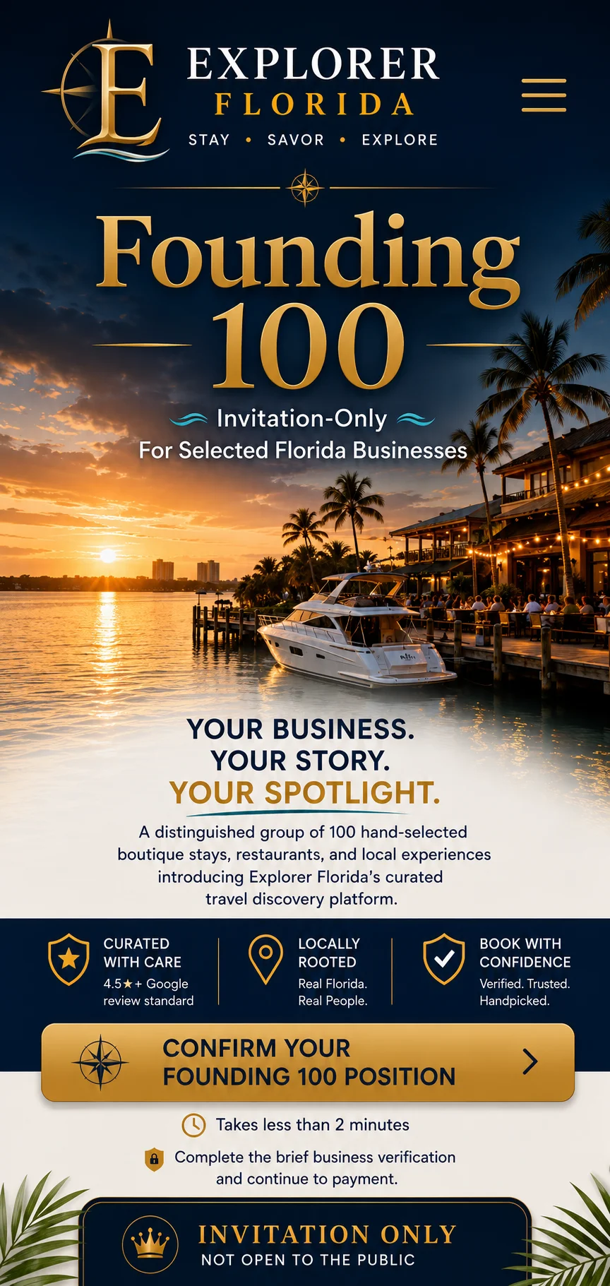 Explorer Florida Founding 100 - Invitation-only for selected Florida businesses